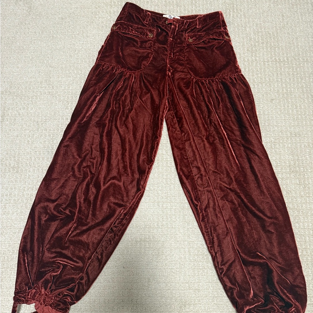 Free People Velvet Pants in Deep Bronze/ burnt Orange